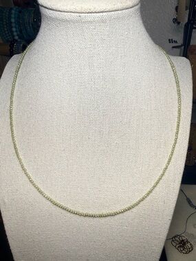 Dainty Peridot Necklace 2mm Faceted Beads Adjustable
